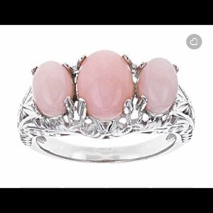 Pink Peruvian Opal Silver Ring